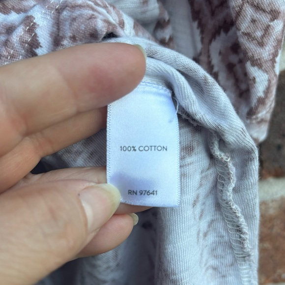 Pure Jill blush abstract print 100% cotton v neck 3/4 sleeve size XL - Picture 5 of 6